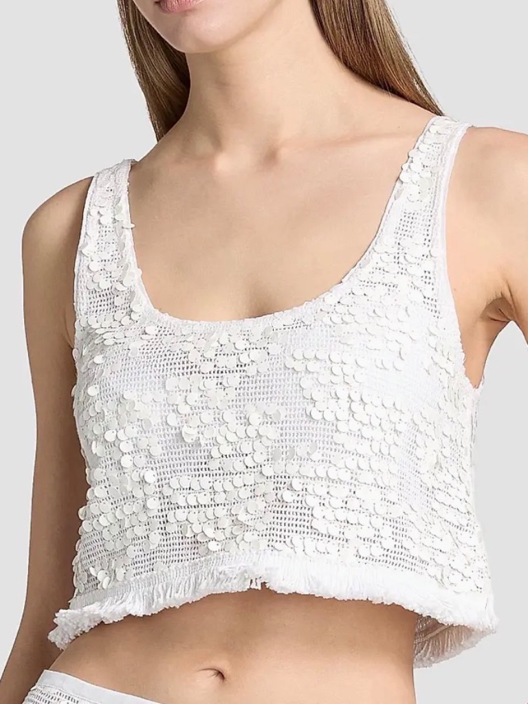 Nwt Ramy Brook Kyra Sequin-Embellished Cotton Top